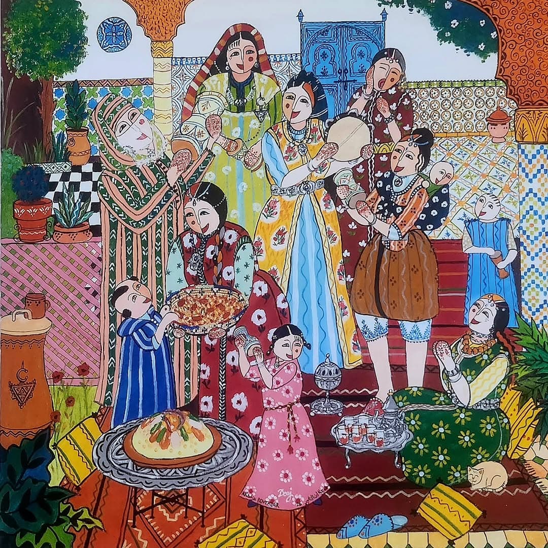 Agrandir l'œuvre Femme du Sud Peinture originale "Femme du Sud" - Femmes Marocaines par l'artiste Khadija Bentajar