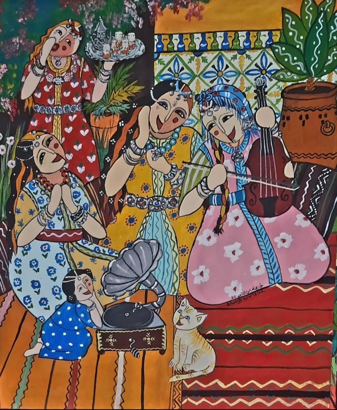 Agrandir l'œuvre Femme au Bain Peinture originale "Femme au Bain" - Femmes Marocaines par l'artiste Khadija Bentajar