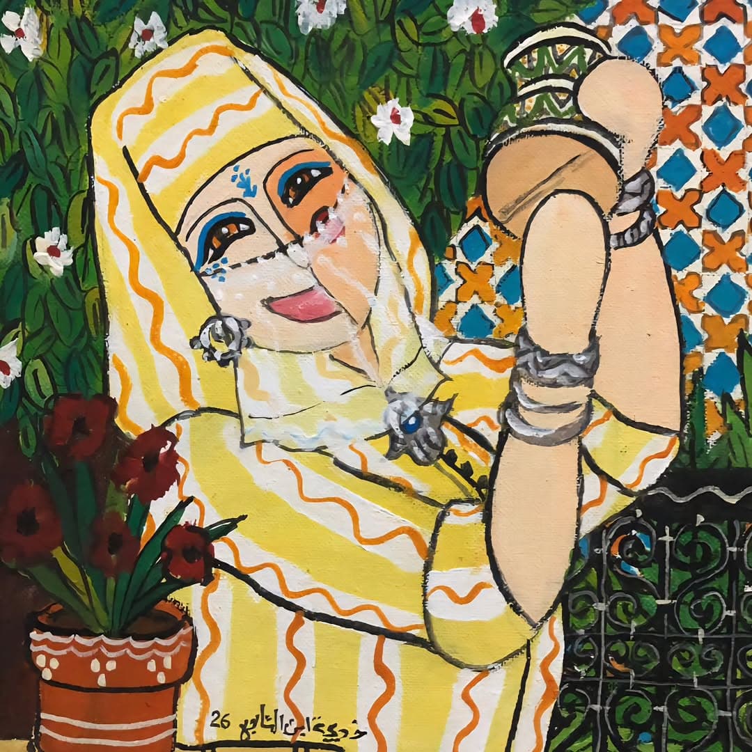 Explorer la collection Femmes Marocaines Collection d'œuvres "Femmes Marocaines" — Peintures contemporaines par Khadija Bentajar