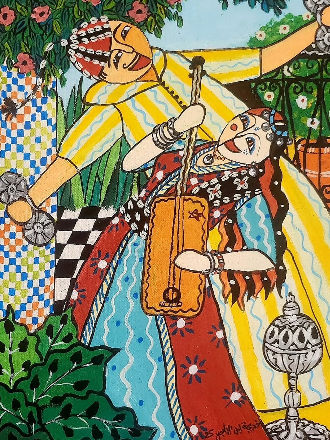 Accéder à l'œuvre Ruelle d'Essaouira Peinture originale "Ruelle d'Essaouira" - Collection Scènes de Vie par Khadija Bentajar