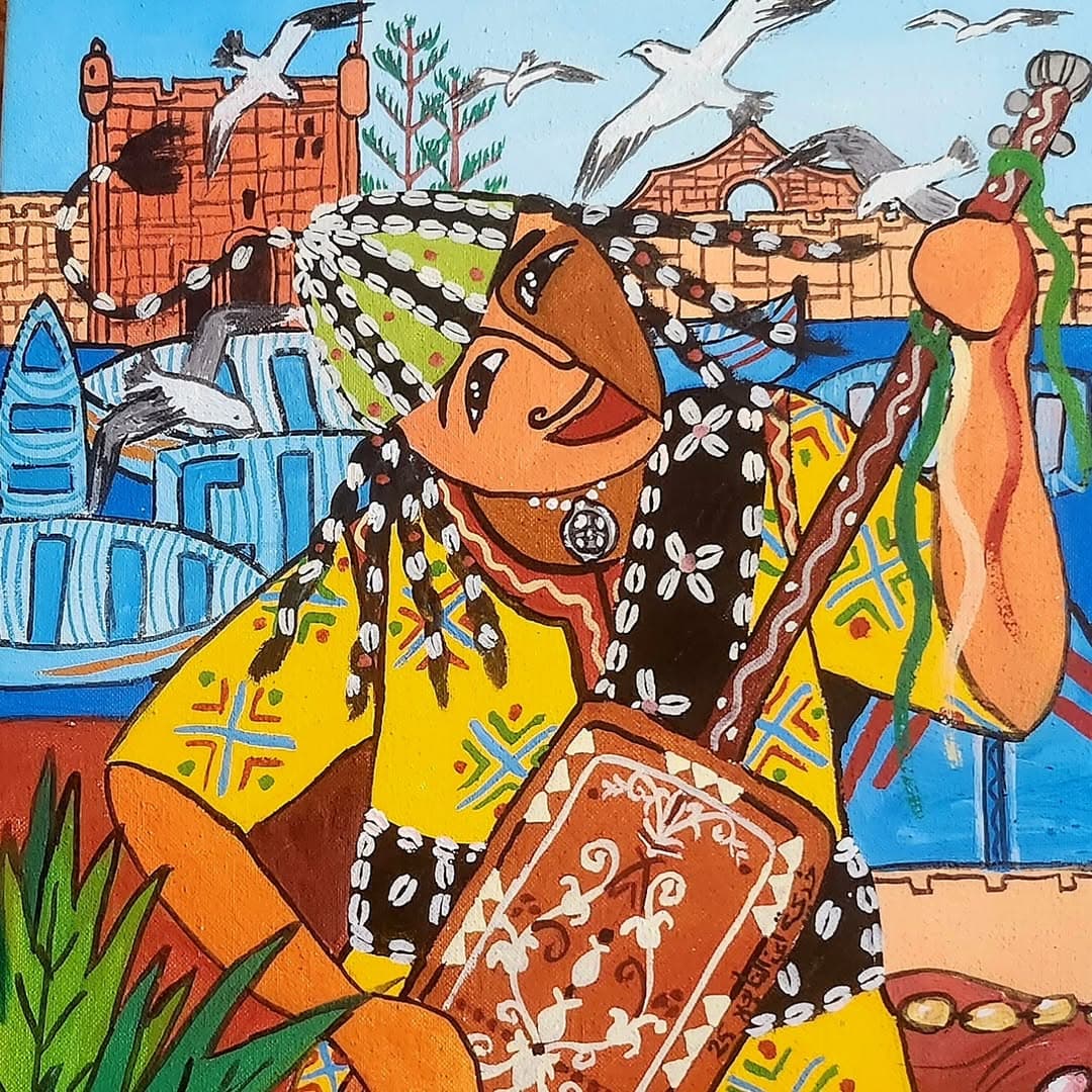 Agrandir l'œuvre Porte Marocaine Peinture originale "Porte Marocaine" - Scènes de Vie par l'artiste Khadija Bentajar