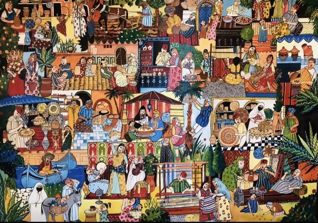 Agrandir l'œuvre Cavalier en Habits Traditionnels Peinture originale "Cavalier en Habits Traditionnels" - Fantasia par l'artiste Khadija Bentajar