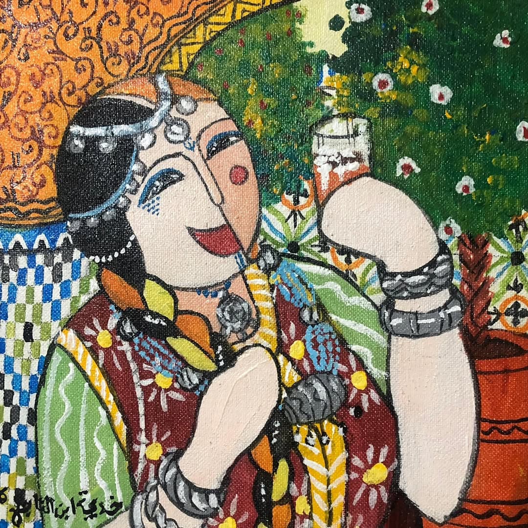 Agrandir l'œuvre Héritage de la Tbourida Peinture originale "Héritage de la Tbourida" - Fantasia par l'artiste Khadija Bentajar